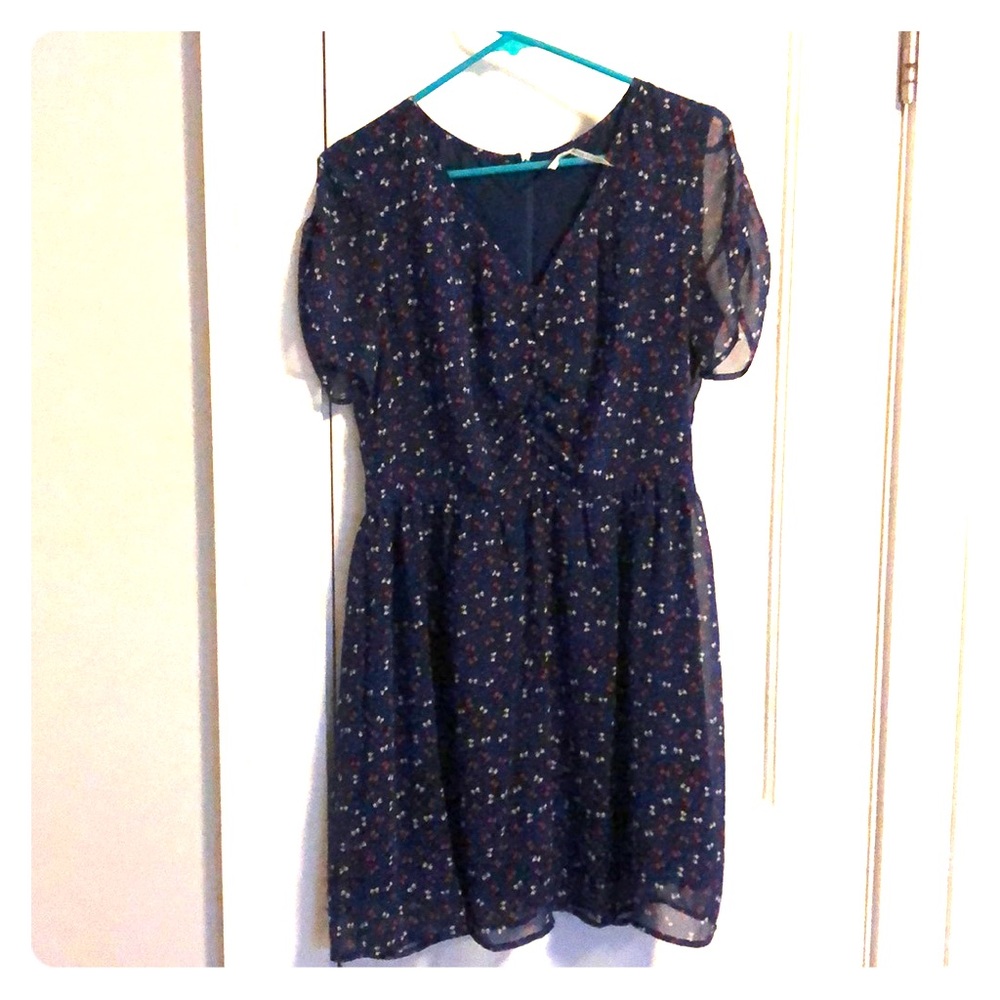Bow print ModCloth sheer layered dress.